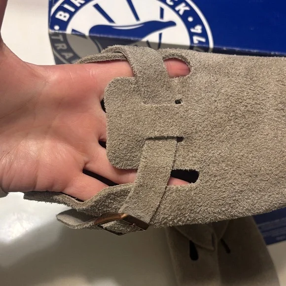 Birkenstock Taupe Suede Slip-Ons size 35 or kids 3-4 - Picture 6 of 11